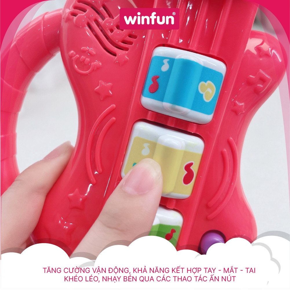 Đồ chơi âm nhạc đàn guitar ghi ta cầm tay mini có đèn nhạc cho bé Winfun 0641 - cho bé từ 6 tới 24 tháng