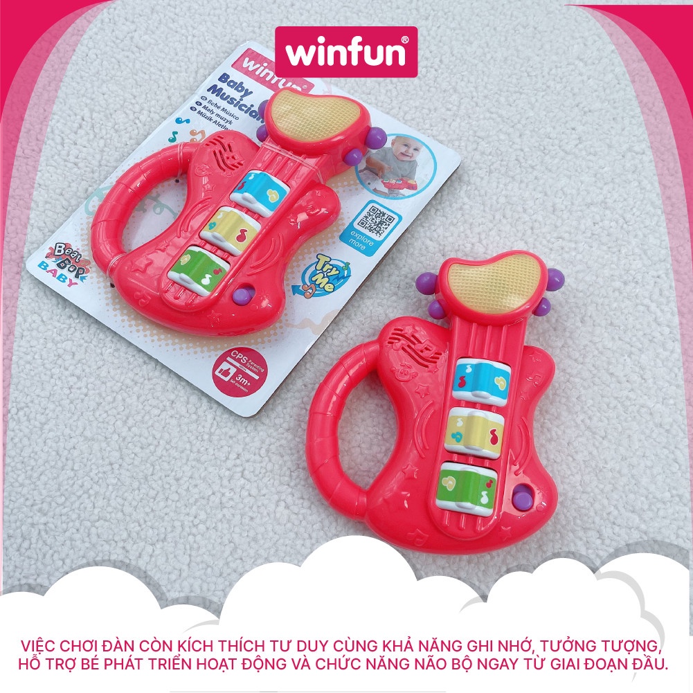 Đồ chơi âm nhạc đàn guitar ghi ta cầm tay mini có đèn nhạc cho bé Winfun 0641 - cho bé từ 6 tới 24 tháng