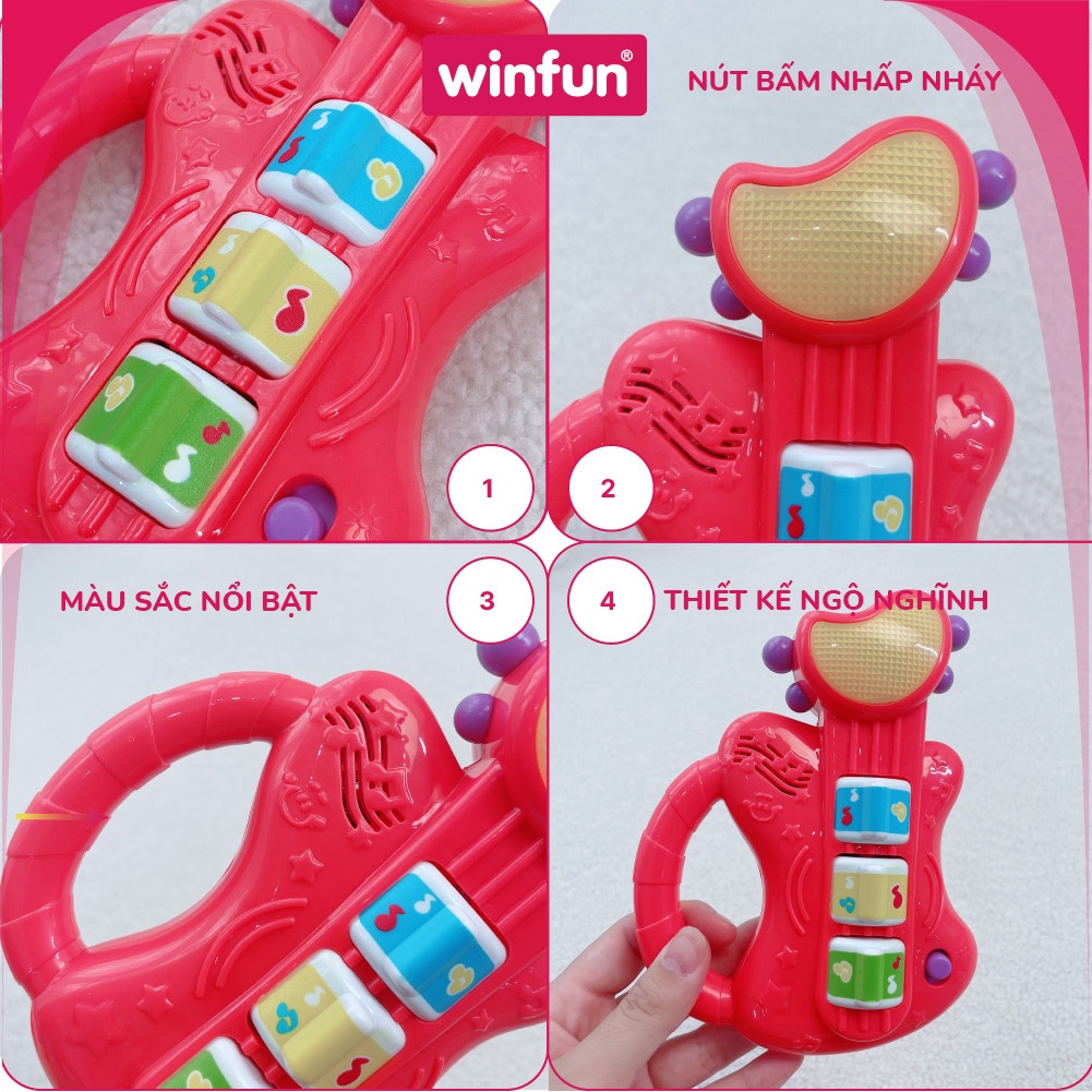 Đồ chơi âm nhạc đàn guitar ghi ta cầm tay mini có đèn nhạc cho bé Winfun 0641 - cho bé từ 6 tới 24 tháng