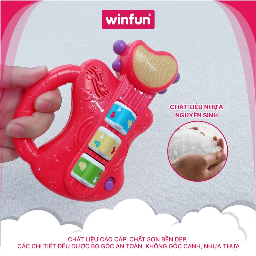 Đồ chơi âm nhạc đàn guitar ghi ta cầm tay mini có đèn nhạc cho bé Winfun 0641 - cho bé từ 6 tới 24 tháng