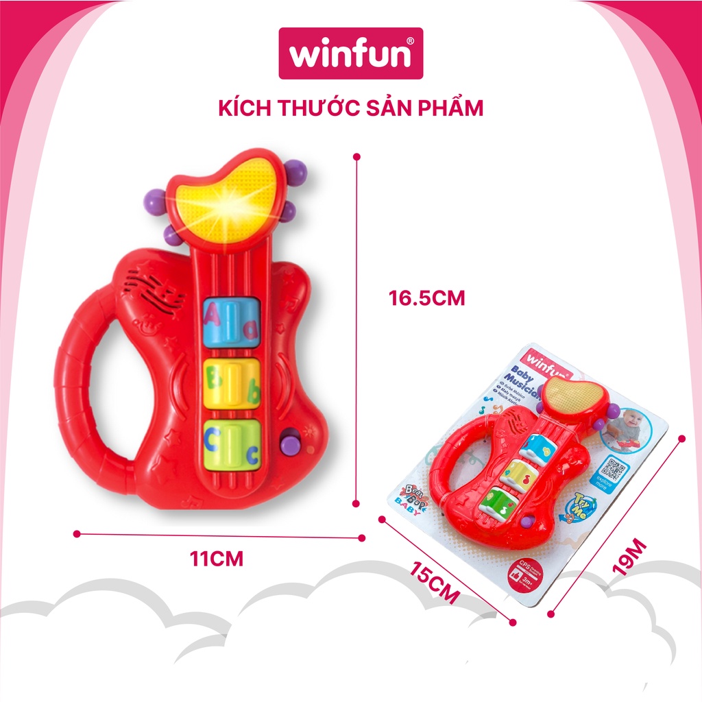 Đồ chơi âm nhạc đàn guitar ghi ta cầm tay mini có đèn nhạc cho bé Winfun 0641 - cho bé từ 6 tới 24 tháng