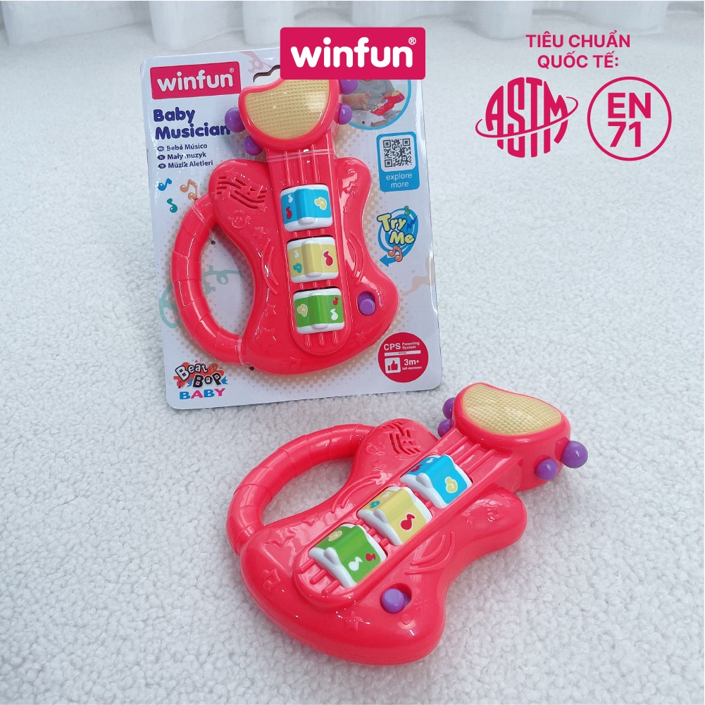 Đồ chơi âm nhạc đàn guitar ghi ta cầm tay mini có đèn nhạc cho bé Winfun 0641 - cho bé từ 6 tới 24 tháng
