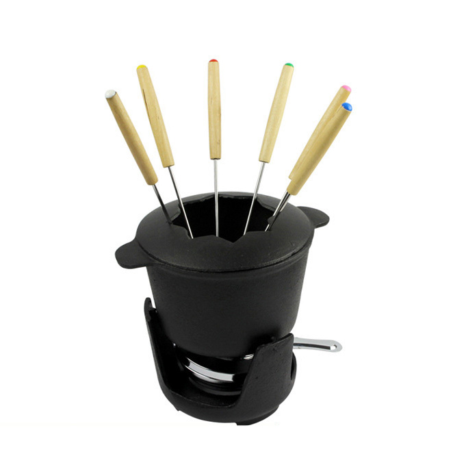 Nồi lẩu phô mai nước sốt bằng gang 17cm kèm bếp cồn OEM DGR01