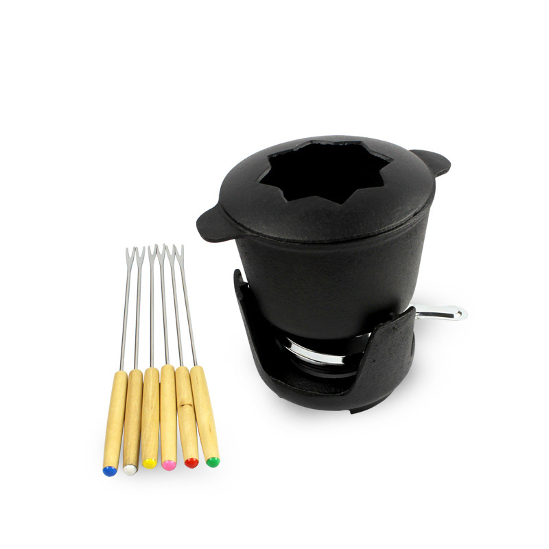 Nồi lẩu phô mai nước sốt bằng gang 17cm kèm bếp cồn OEM DGR01