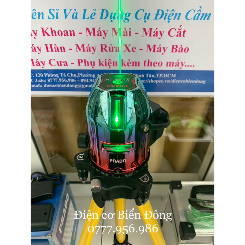 MÁY CÂN BẰNG TIA LASER SIÊU SÁNG PRADO XANH ĐỎ TIA XANH 2pin kèm promote và pin dự phòng