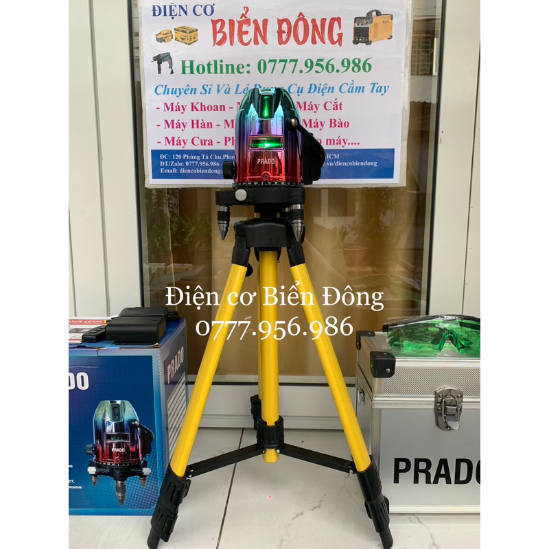 MÁY CÂN BẰNG TIA LASER SIÊU SÁNG PRADO XANH ĐỎ TIA XANH 2pin kèm promote và pin dự phòng
