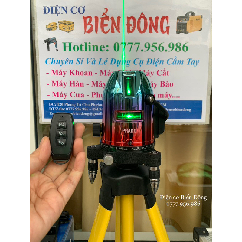MÁY CÂN BẰNG TIA LASER SIÊU SÁNG PRADO XANH ĐỎ TIA XANH 2pin kèm promote và pin dự phòng