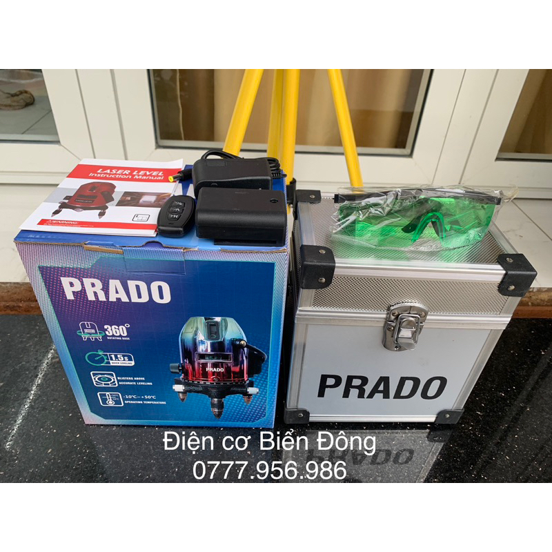 MÁY CÂN BẰNG TIA LASER SIÊU SÁNG PRADO XANH ĐỎ TIA XANH 2pin kèm promote và pin dự phòng