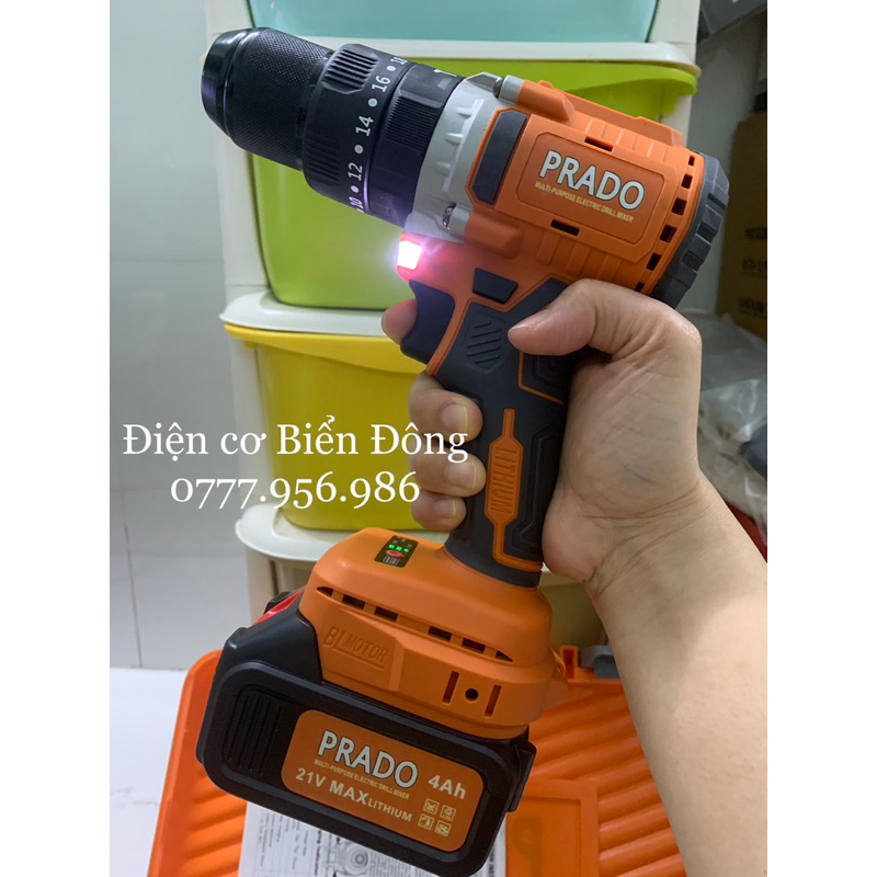 MÁY KHOAN PIN TỪ PRADO đầu 13 21V 10Cell pin lớn đúng công suất pin Trâu, shop uy tín không ghi công suất ảo