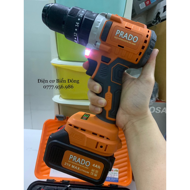 MÁY KHOAN PIN TỪ PRADO đầu 13 21V 10Cell pin lớn đúng công suất pin Trâu, shop uy tín không ghi công suất ảo