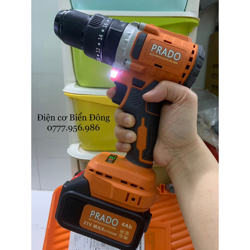 MÁY KHOAN PIN TỪ PRADO đầu 13 21V 10Cell pin lớn đúng công suất pin Trâu, shop uy tín không ghi công suất ảo
