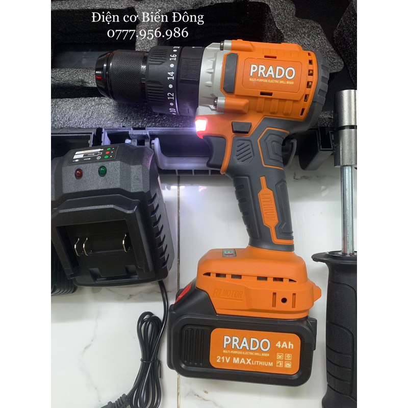 MÁY KHOAN PIN TỪ PRADO đầu 13 21V 10Cell pin lớn đúng công suất pin Trâu, shop uy tín không ghi công suất ảo