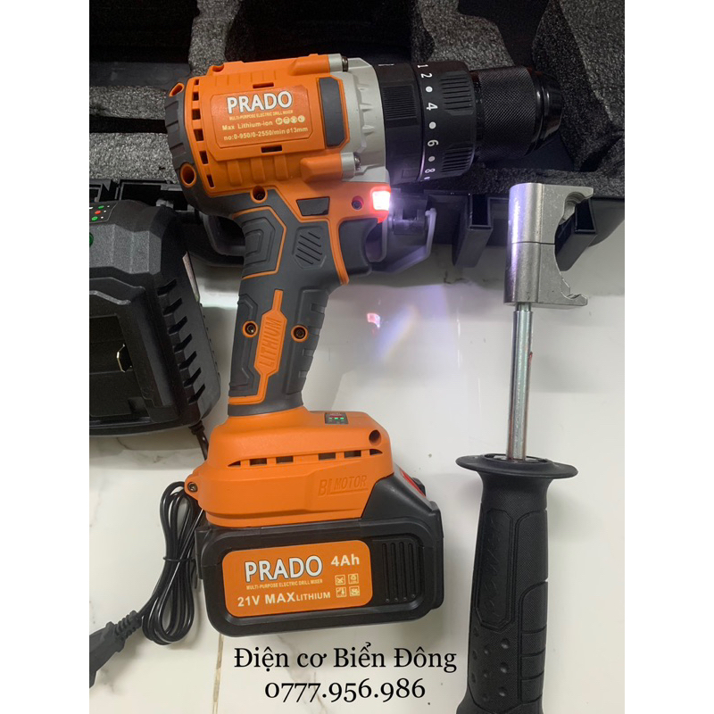 MÁY KHOAN PIN TỪ PRADO đầu 13 21V 10Cell pin lớn đúng công suất pin Trâu, shop uy tín không ghi công suất ảo