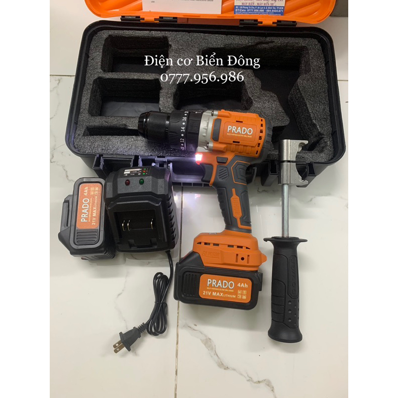 MÁY KHOAN PIN TỪ PRADO đầu 13 21V 10Cell pin lớn đúng công suất pin Trâu, shop uy tín không ghi công suất ảo