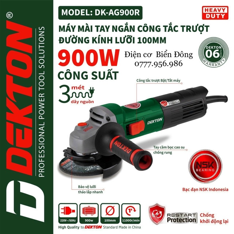 Máy mài DEKTON DK-AG900R công tắc TRƯỢT mài sắt tường gỗ đánh bóng kim loại Tặng đĩa mài 25k