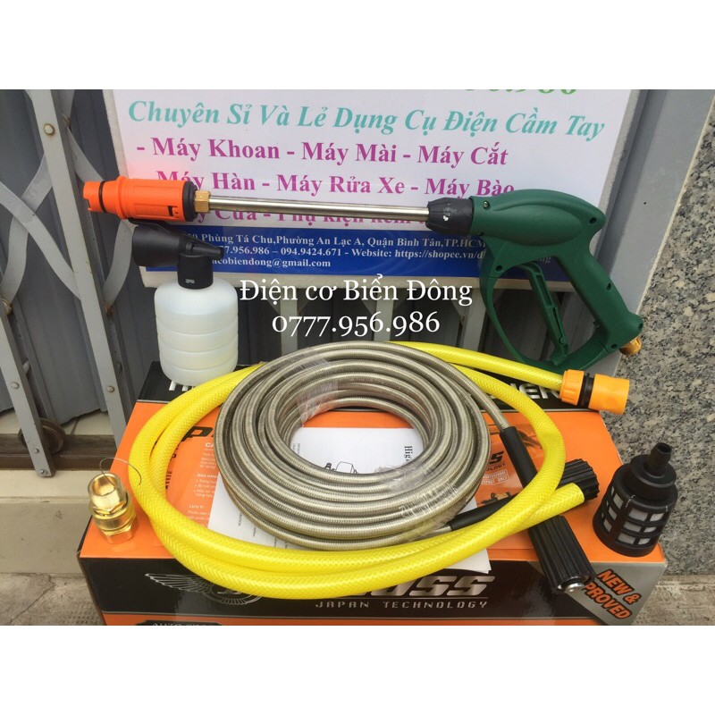 Máy rửa xe BOSS 3000W chỉnh áp NHẬT BẢN tặng bình bọt và ống dài Tặng bình bọt tuyết 99k 