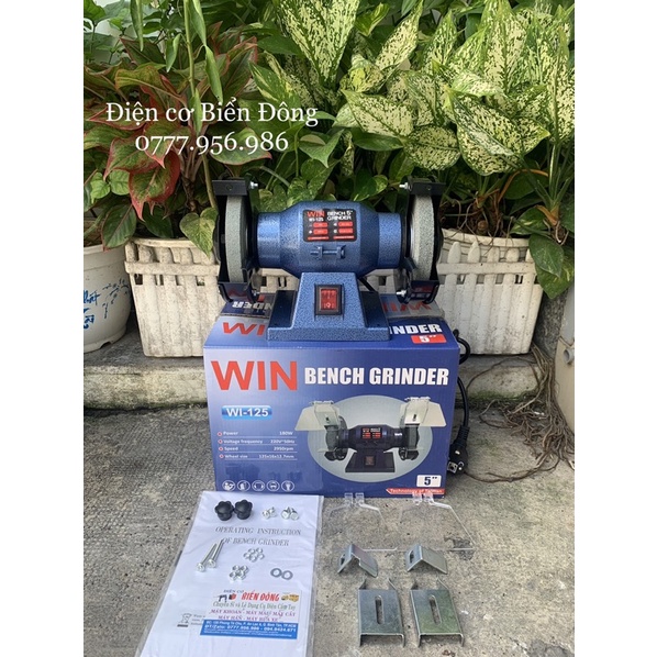 Máy mài 2 đá WIN 125mm chuyên dùng để mài sắt, gỗ, kéo, phá đá, kim loại.