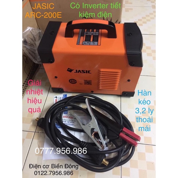 Máy hàn JASIC ARC-200E mới Anh Quốc Tặng bộ mặt nạ Hàn bó 20 que hàn Hàn que chấm boong 4 ly với 