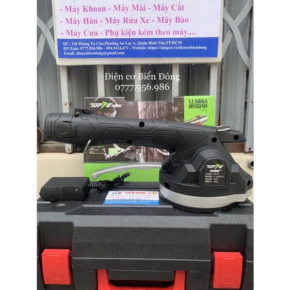 Máy rung lát gạch TOPPE 2 chức năng dùng cho thợ dễ cầm nắm viên gạch và điều chỉnh độ lồi lõm của gạch.