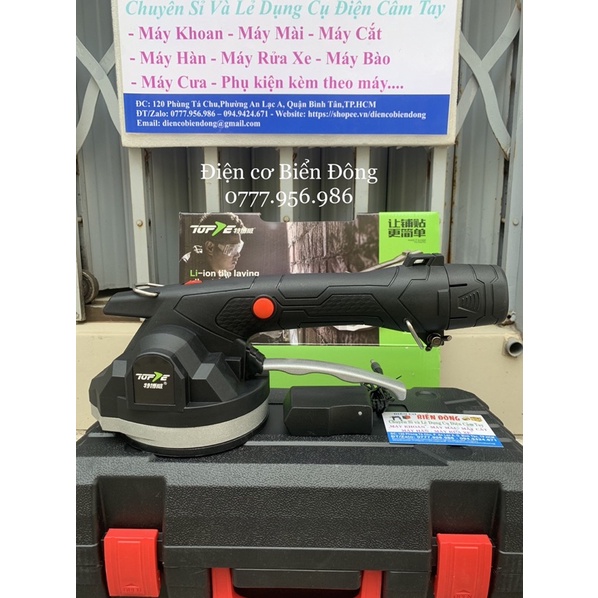 Máy rung lát gạch TOPPE 2 chức năng dùng cho thợ dễ cầm nắm viên gạch và điều chỉnh độ lồi lõm của gạch.