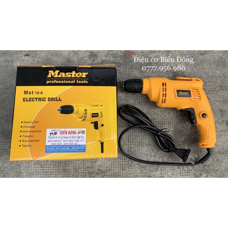 Máy khoan bắt vít Master 10-06 10 ly khoan gỗ tường bắt vít mẫu vàng đen mới nhất
