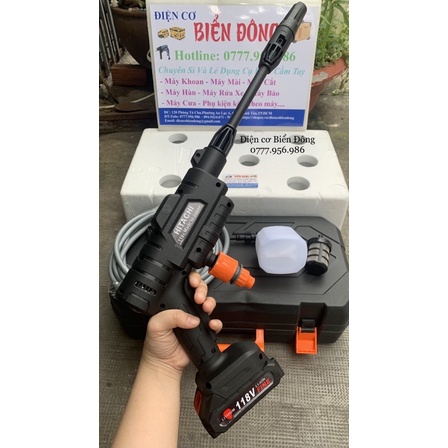 Máy rửa xe pin HITACHI 118V Nhậ Bản cao cấp mới Tặng bình bọt tuyết 119k 