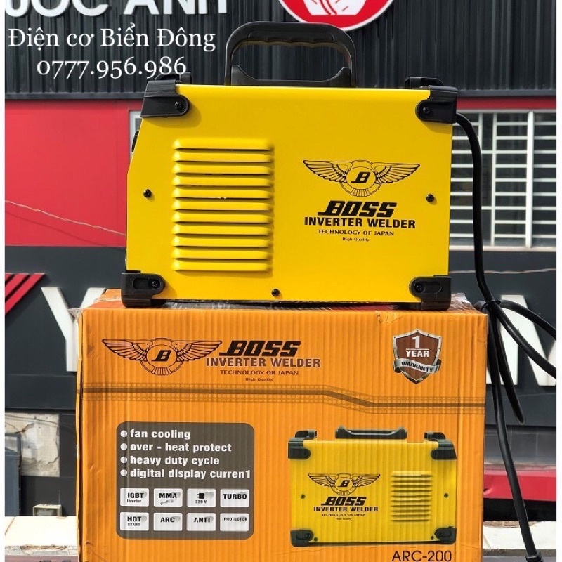 Máy Hàn điện tử BOSS cánh chim ARC-200 dùng hàn sắt, tôn gia đình Tặng bó 20 que Hàn