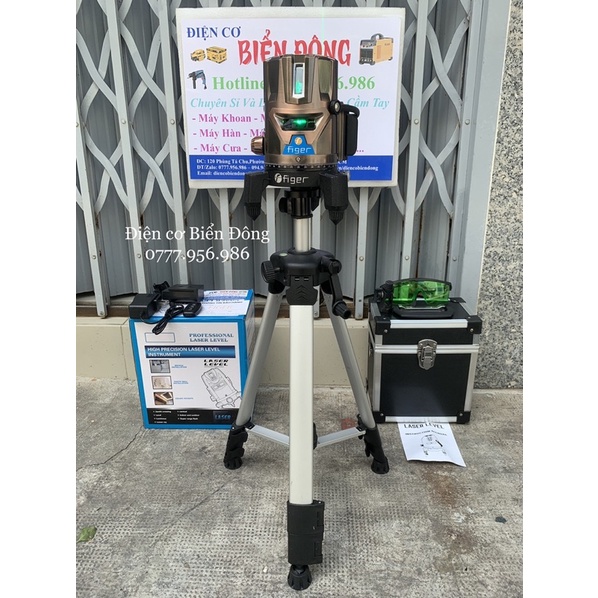 MÁY CÂN BẰNG TIA LASER SIÊU SÁNG FIGER 5 TIA XANH có promote điều khiếu từ xa