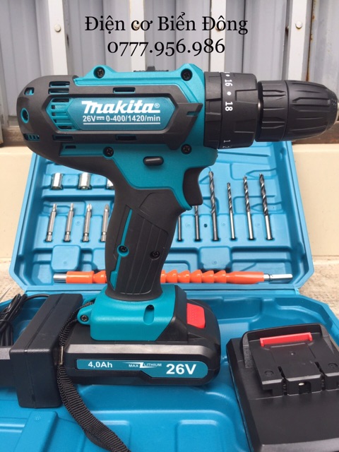 Máy khoan pin Tặng đầy đủ phụ kiện Máy khoan pin Bêtông cầm tay MAKITA 26V Thái Lan