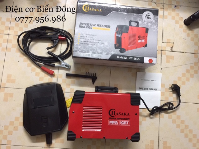 Máy Hàn điện tử Tặng Bó 20 que Hàn que chấm boong 4 ly Máy Hàn điện tử HASAKA MMA-250S đỏ có INVETER model