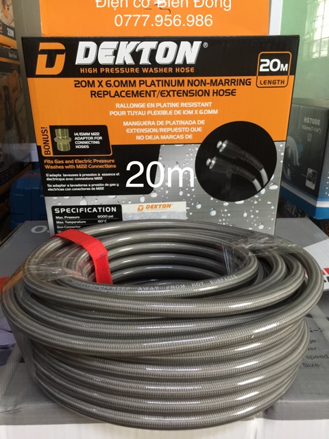 Dây xịch rửa DESKTON 20m ( ren ngoài 22mm) tặng kèm đầu nối bằng đồng ren trong 21mm 49k