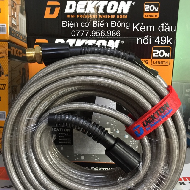 Dây xịch rửa DESKTON 20m ( ren ngoài 22mm) tặng kèm đầu nối bằng đồng ren trong 21mm 49k