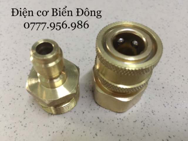 COMBO bộ đầu nối nước ra chống xoắn dây xịt ren 21 22 thích hợp cho tất cả các dòng rửa xe áp lực cao