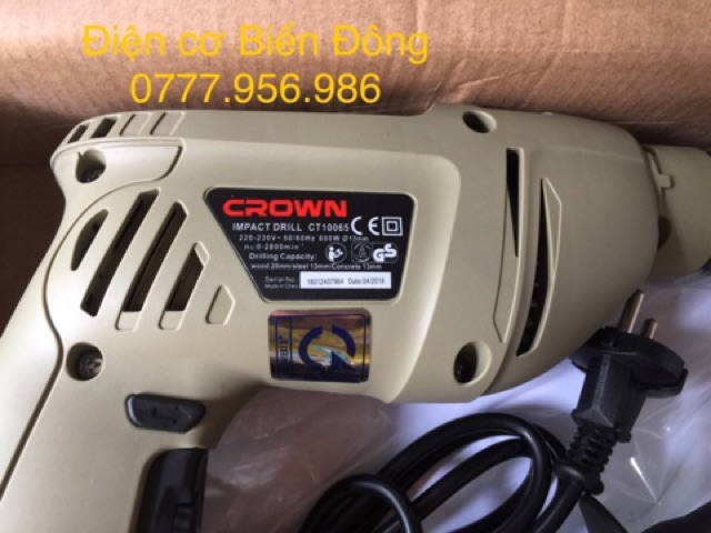 Máy khoan CROWN CT10065chuyên dùng để khoan bê tông, sắt, tường, gỗ, tôn, bắn vít