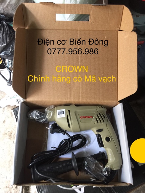 Máy khoan CROWN CT10065chuyên dùng để khoan bê tông, sắt, tường, gỗ, tôn, bắn vít