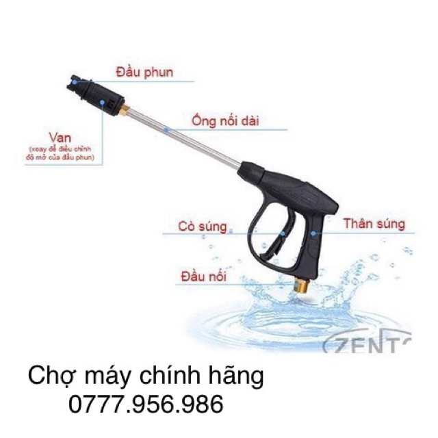 Bộ 3 súng dài bình tạo bọt siêu rẻ cho máy rửa xe dây ren 21 22