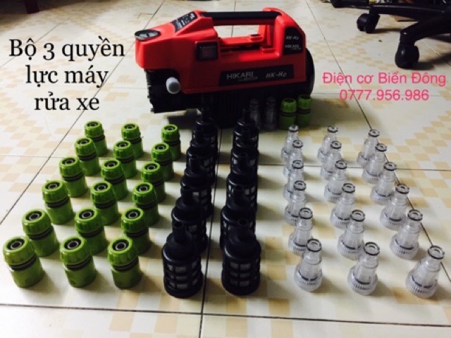 BỘ 3 DỤNG CỤ THAY THẾ MÁY RỬA XE CAO ÁP, kết hợp làm đầu hút.