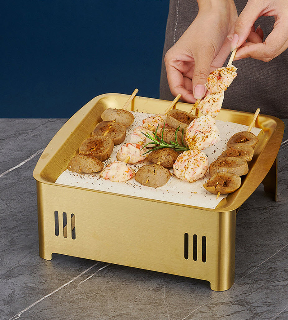 Bếp nướng cồn bộ vỉ nướng kèm bếp cồn bếp nướng thịt BBQ hải sản OEM CJL01