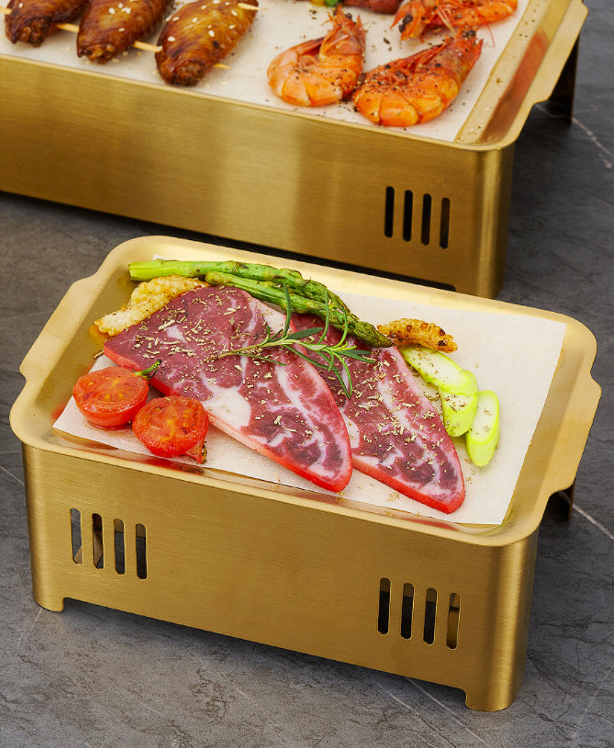 Bếp nướng cồn bộ vỉ nướng kèm bếp cồn bếp nướng thịt BBQ hải sản OEM CJL01