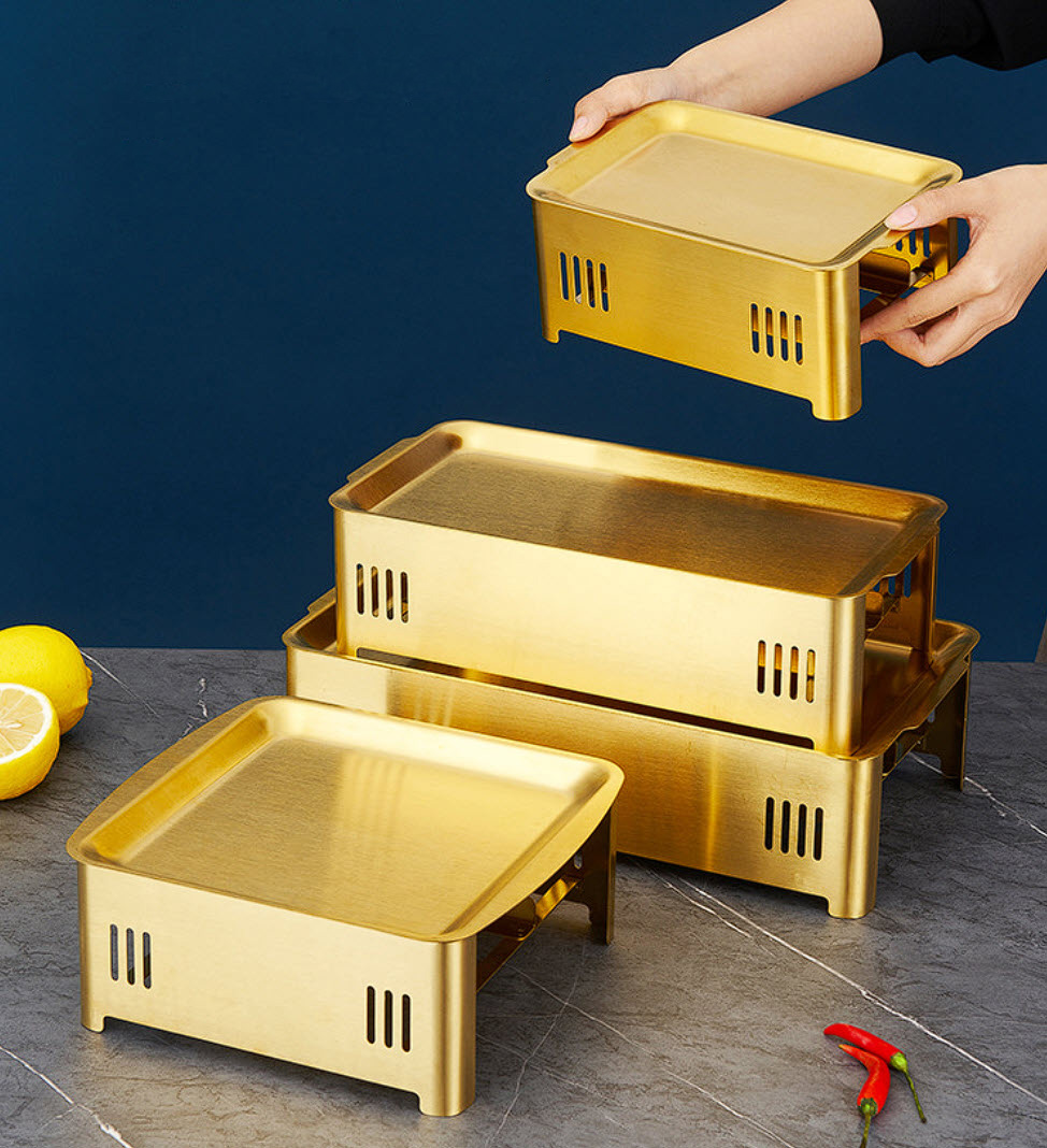 Bếp nướng cồn bộ vỉ nướng kèm bếp cồn bếp nướng thịt BBQ hải sản OEM CJL01