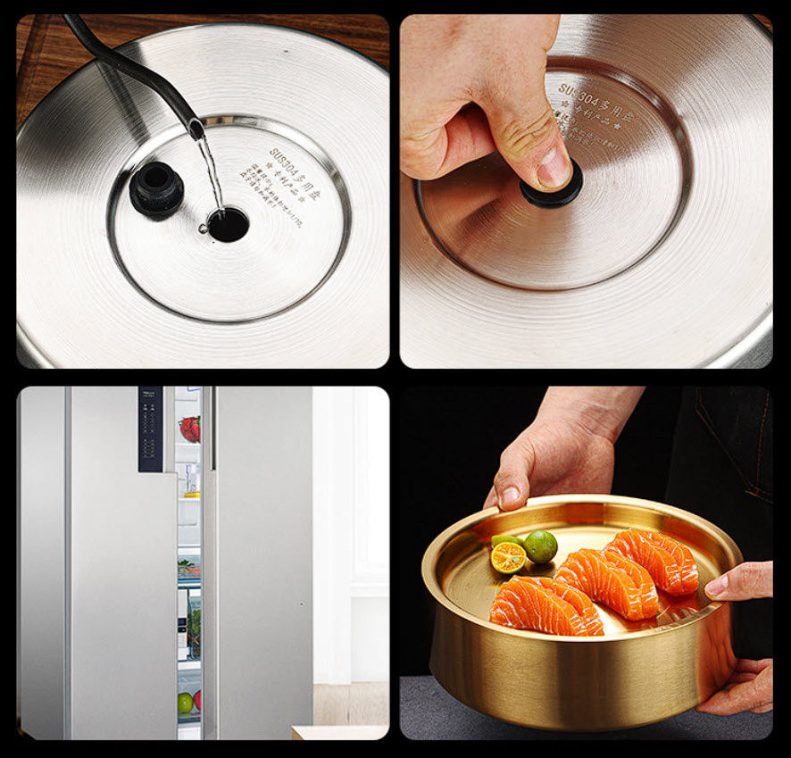 Khay giữ lạnh sashimi hải sản tươi inox 304 OEM ASS515