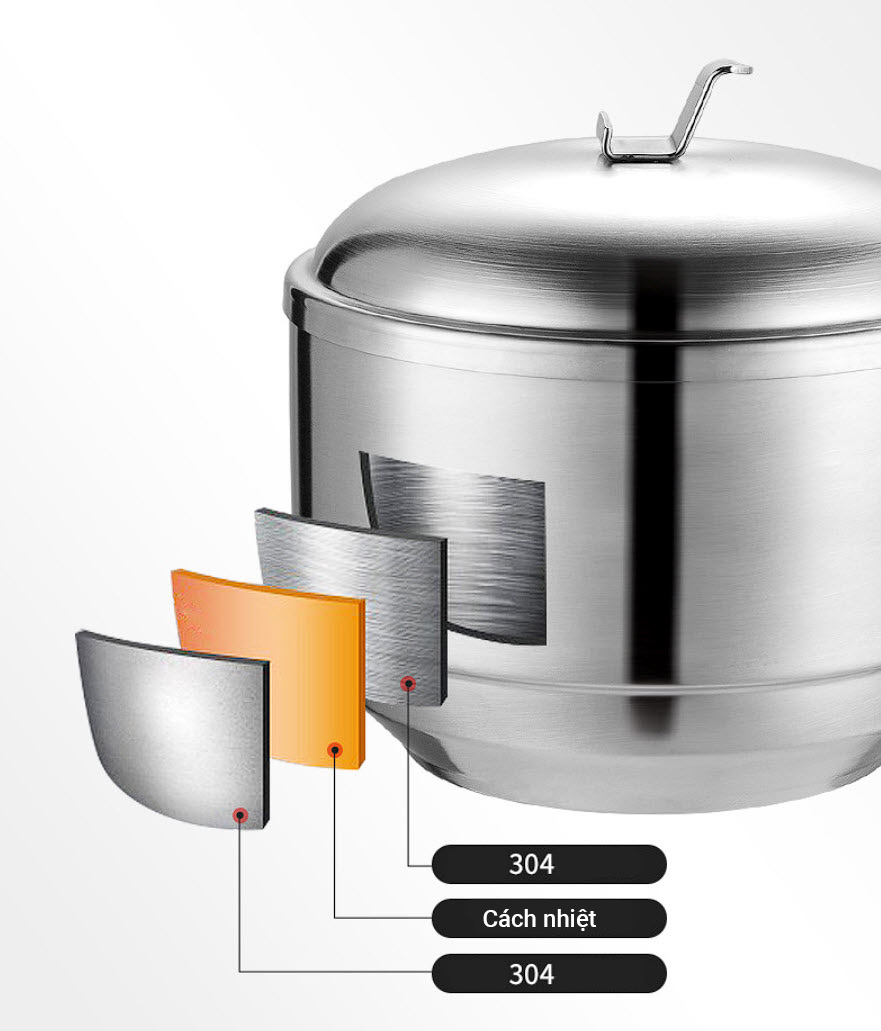 Tô nấu mì cách nhiệt 2 lớp inox 304 WS217