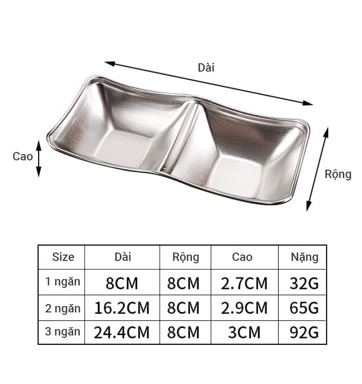 Khay đựng nước chấm nước sốt gia vị inox 304 CCD01