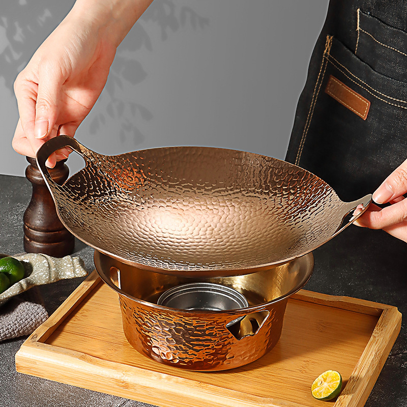 Bộ chảo inox bếp cồn hâm nóng thức ăn trưng bày món ăn cho nhà hàng FSS01