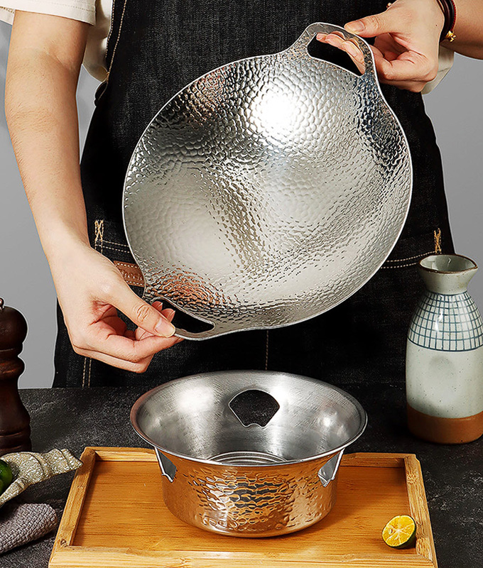 Bộ chảo inox bếp cồn hâm nóng thức ăn trưng bày món ăn cho nhà hàng FSS01