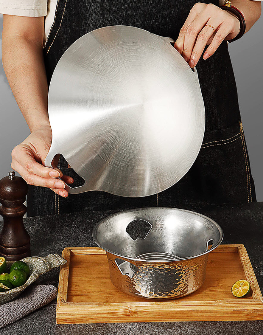 Bộ chảo inox bếp cồn hâm nóng thức ăn trưng bày món ăn cho nhà hàng FSS01