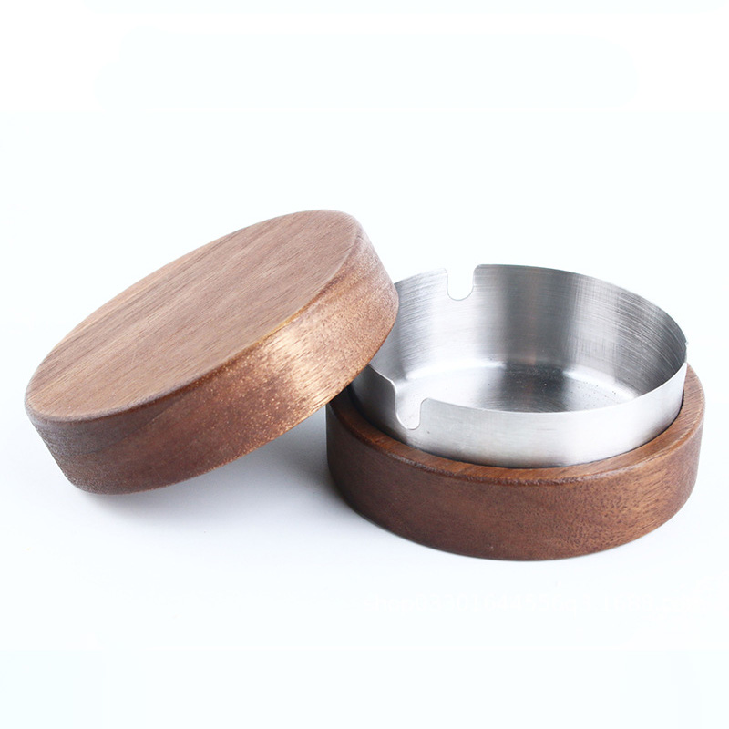 Gạt tàn nắp đậy 9cm bọc gỗ Dừa SXT150