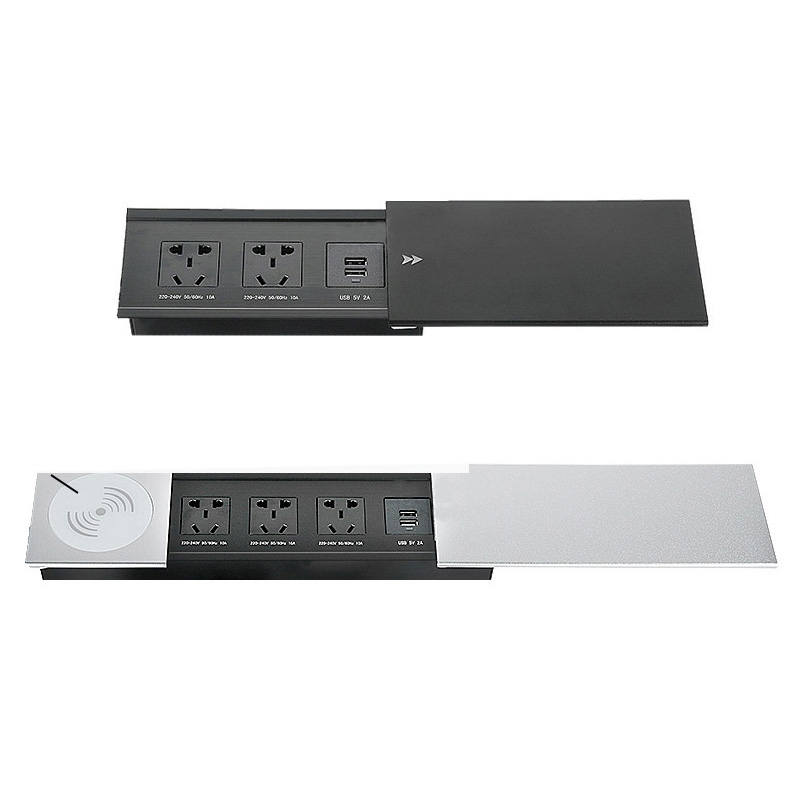 Ổ cắm âm bàn nắp trượt có sạc không dây và cổng USB QN007