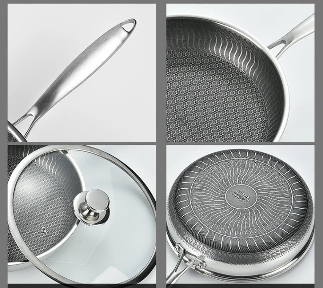Chảo inox y tế 316 cao cấp vân tổ ong Kata B013