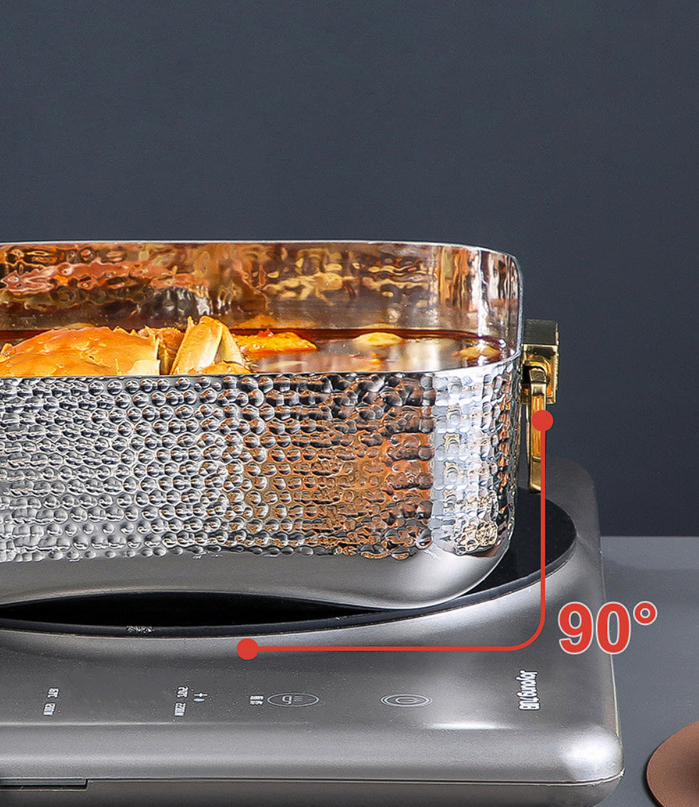 Nồi lẩu vuông inox 304 siêu dày dập vân nổi CCD011